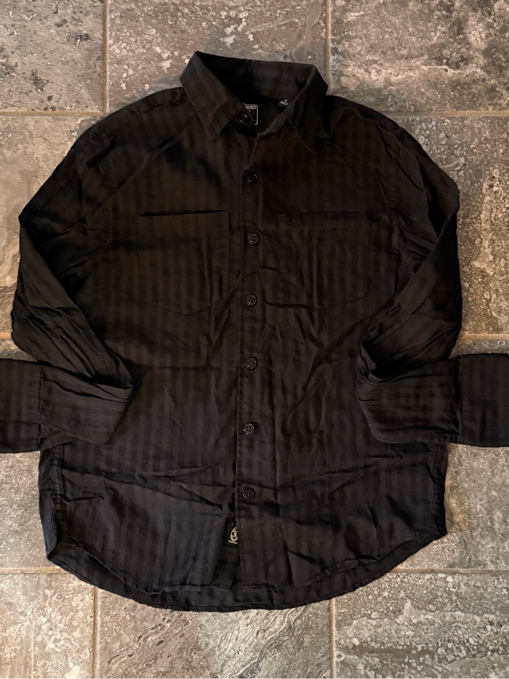 Todd Snyder Black Subtle-Stripe Long-Sleeve Button Shirt